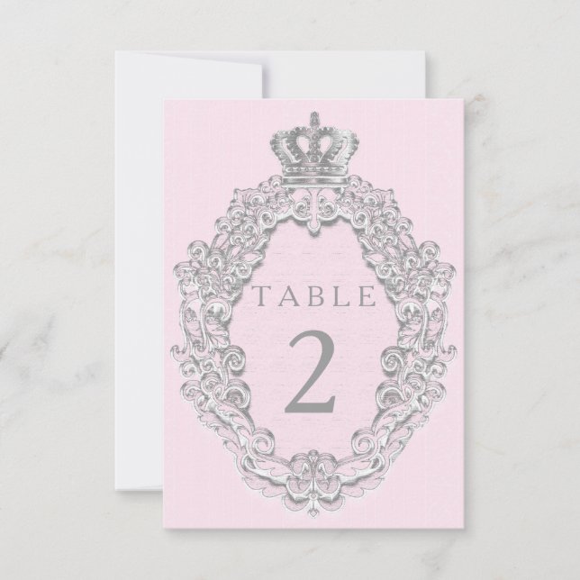 Fairytale Princess Crown Pink Table Number Card (Front)