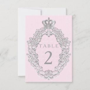 Fairytale Princess Crown Pink Table Number Card