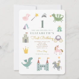Fairytale Princess Dragon Birthday Invitation