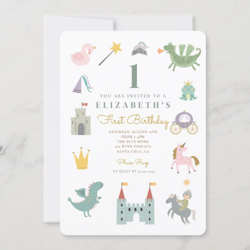 Fairytale Princess Dragon Birthday Invitation