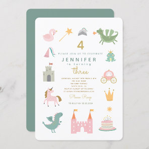 Fairytale Princess Dragon Birthday Invitation