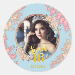 Fairytale Princess Glitter Sweet sixteen Classic Round Sticker