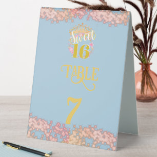 Fairytale Princess Glitter Sweet sixteen Table Tent
