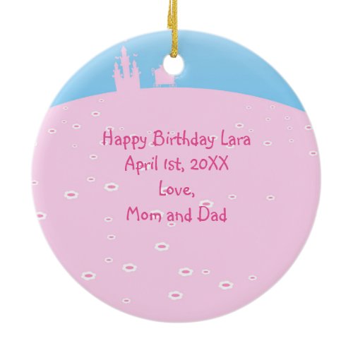 Fairytale Princess in Pink  Birthaday Party Ceramic Ornament