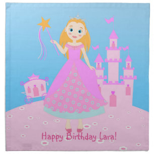 Fairytale Princess in Pink Birthaday Party Cloth Napkin