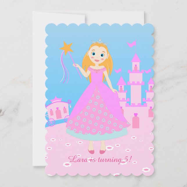 Fairytale Princess in Pink  Birthaday Party Invitation (Front)