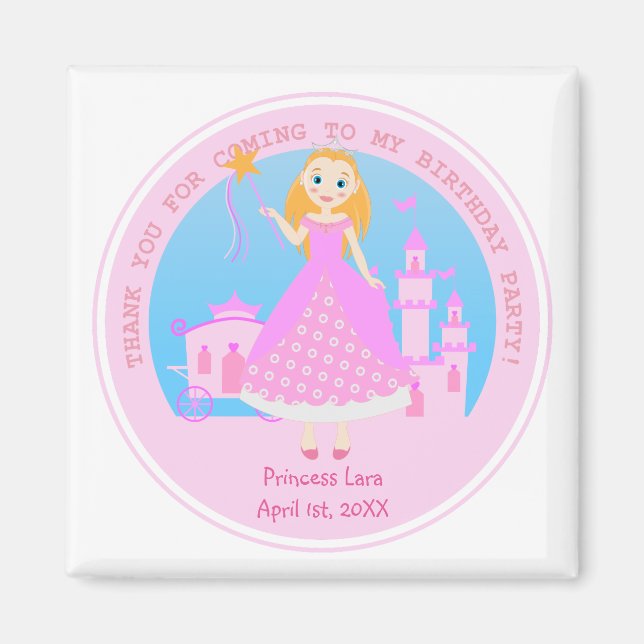 Fairytale Princess in Pink  Birthaday Party Magnet (Front)