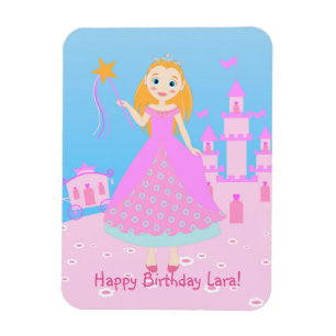 Fairytale Princess in Pink Birthaday Party Magnet
