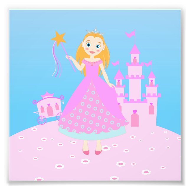 Fairytale Princess in Pink  Birthaday Party Photo Print (Front)