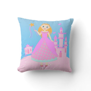 Fairytale Princess in Pink  Birthaday Party Throw Pillow
