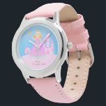 Fairytale Princess in Pink Birthaday Party Watch<br><div class="desc">Every girl is a princess fairy that deserves her own fairy-tale. This product is ideal for a princess themed birthday party. It presents a sweet girl dressed as a princess. She has a tiara and a princess dress. In the background there’s a princess palace and the princess carriage. It’s simple...</div>