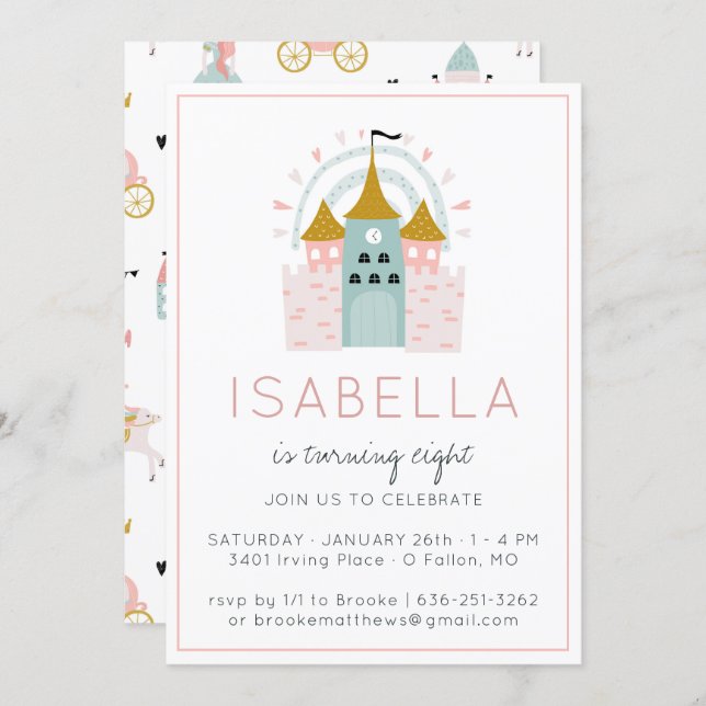 Fairytale Princess Party Invitation (Front/Back)