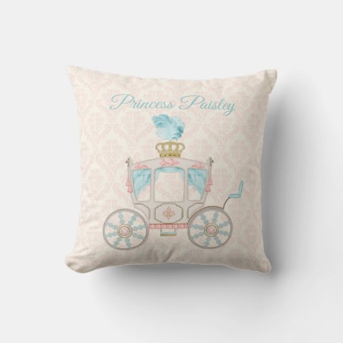 Fairytale Princess Personalized Carriage Throw Pillow