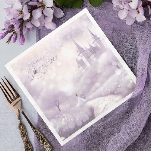 Fairytale Princess Quinceanera Lavender ID1030 Paper Dinner Napkins