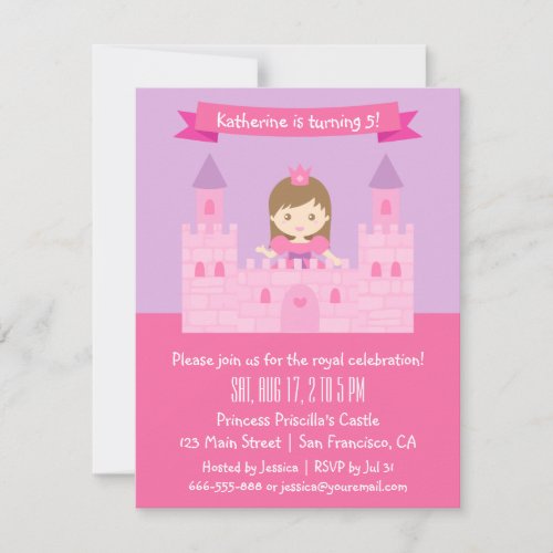 Fairytale Princess Theme Girl Birthday Party Invitation
