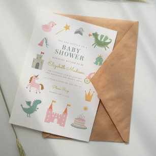 Fairytale Princess Unicorn Baby Shower Invitation
