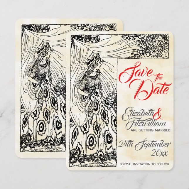 Fairytale Princess Wedding Save The Date Invitation (Front/Back)