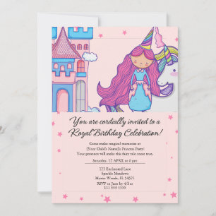 Fairytale Princess with Unicorn Birthday Party Invitation