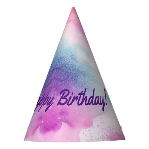 Fairytale Purple Pink and Blue Watercolor  Party Hat