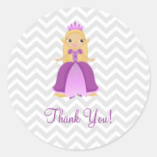 Fairytale Purple Princess Thank You Stickers