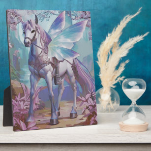 Fairytale purple watercolor flying horse plaque