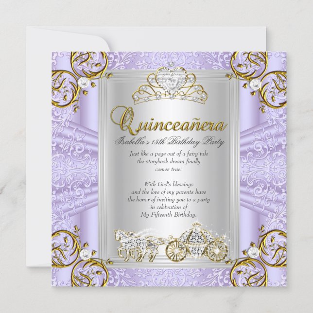 Fairytale Quinceanera 15th Birthday Lavender Invitation (Front)