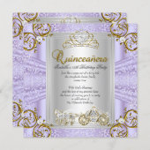 Fairytale Quinceanera 15th Birthday Lavender Invitation (Front/Back)