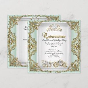 Fairytale Quinceanera 15th Birthday Mint Green Invitation