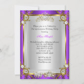 Fairytale Quinceanera 15th Birthday Purple Gold Invitation (Back)