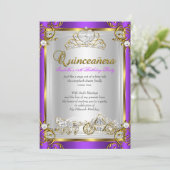 Fairytale Quinceanera 15th Birthday Purple Gold Invitation (Standing Front)