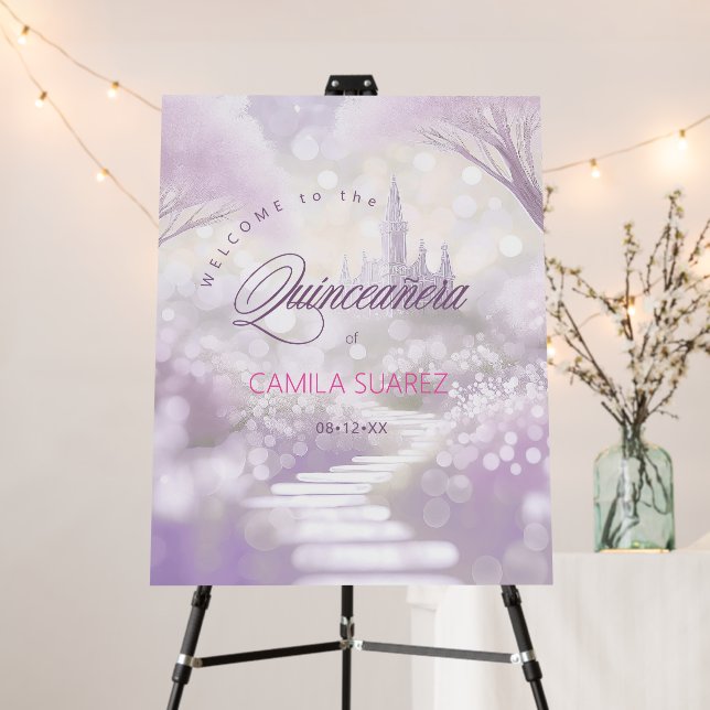 Fairytale Quinceanera Welcome Lavender ID1030 Foam Board (In Situ (Stand))