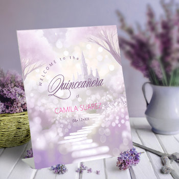 Fairytale Quinceanera Welcome Lavender Id1030 Pedestal Sign by arrayforcards at Zazzle