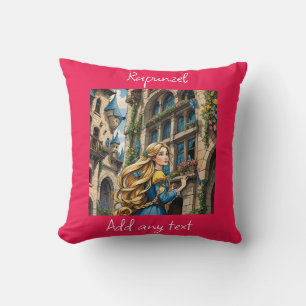 Fairytale - Rapunzel. Beautiful golden hair Throw Pillow