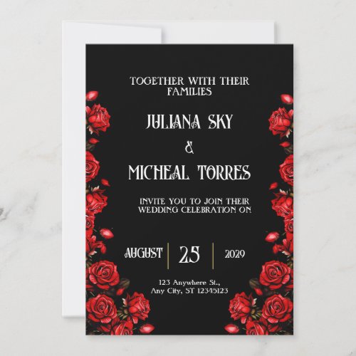Fairytale Red Roses Wedding  Invitation