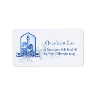 Fairytale Royal Blue Castle Wedding Return Address Label