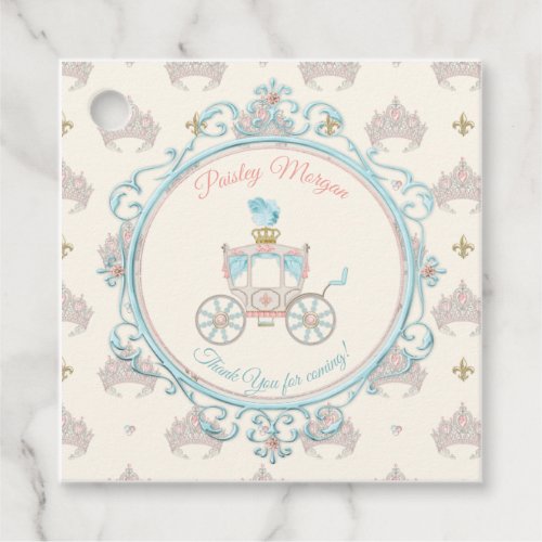 Fairytale Royal Princess Carriage Blush Aqua Favor Tags