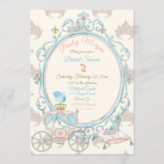 Fairytale Royal Princess Carriage Blush Aqua Invitation