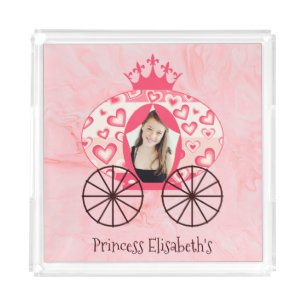 Fairytale Royal Princess Carriage Girl Birthday Acrylic Tray