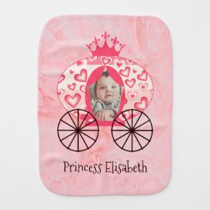 Fairytale Royal Princess Carriage Girl Birthday Baby Burp Cloth