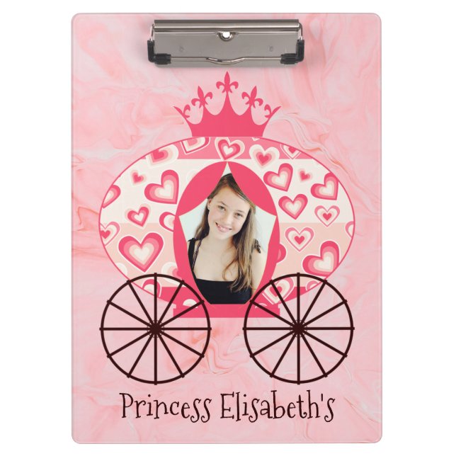 Fairytale Royal Princess Carriage Girl Birthday  Clipboard (Front)