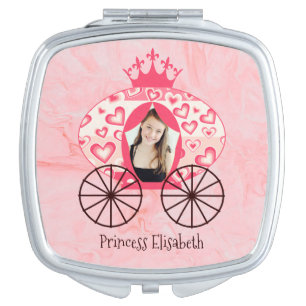Fairytale Royal Princess Carriage Girl Birthday Compact Mirror
