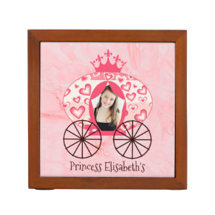 Fairytale Royal Princess Carriage Girl Birthday Desk Organizer