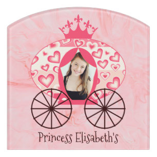 Fairytale Royal Princess Carriage Girl Birthday Door Sign