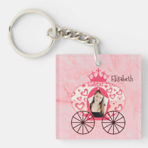 Fairytale Royal Princess Carriage Girl Birthday Keychain