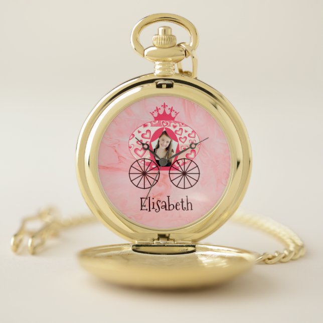 Fairytale Royal Princess Carriage Girl Birthday  Pocket Watch (Inside)