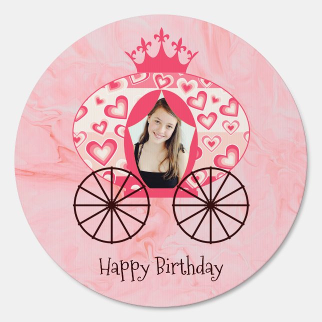 Fairytale Royal Princess Carriage Girl Birthday  Sign (Front)