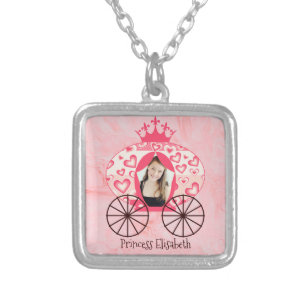 Fairytale Royal Princess Carriage Girl Birthday Silver Plated Necklace