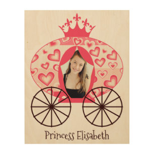 Fairytale Royal Princess Carriage Girl Birthday Wood Wall Art