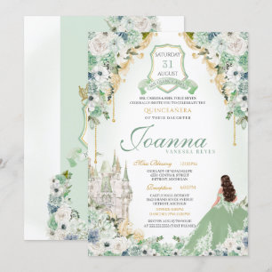 Fairytale Royal Princess Light Mint Green Quince Invitation
