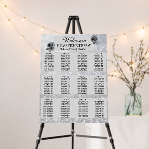 Fairytale Silver Glitter Wedding Seating Chart Foam Board